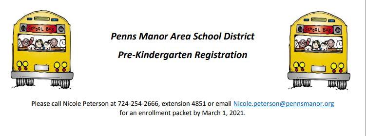 PreK Registration open for residents of the Penns Manor Area School District 